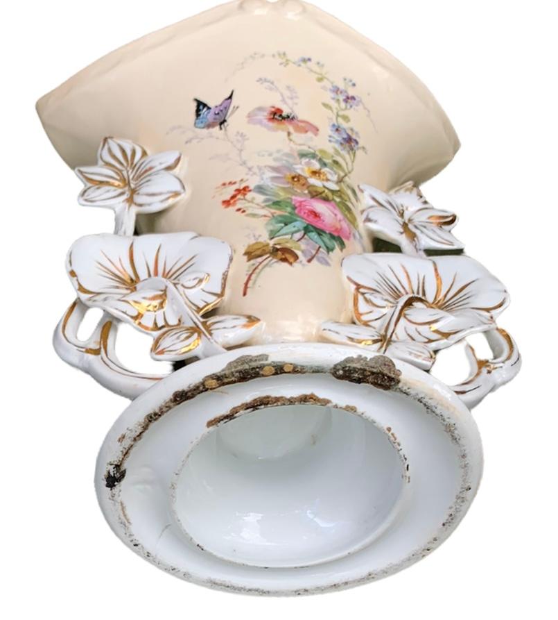 19th Century Pr. of Antique French Old Paris Porcelain Mantle Vases