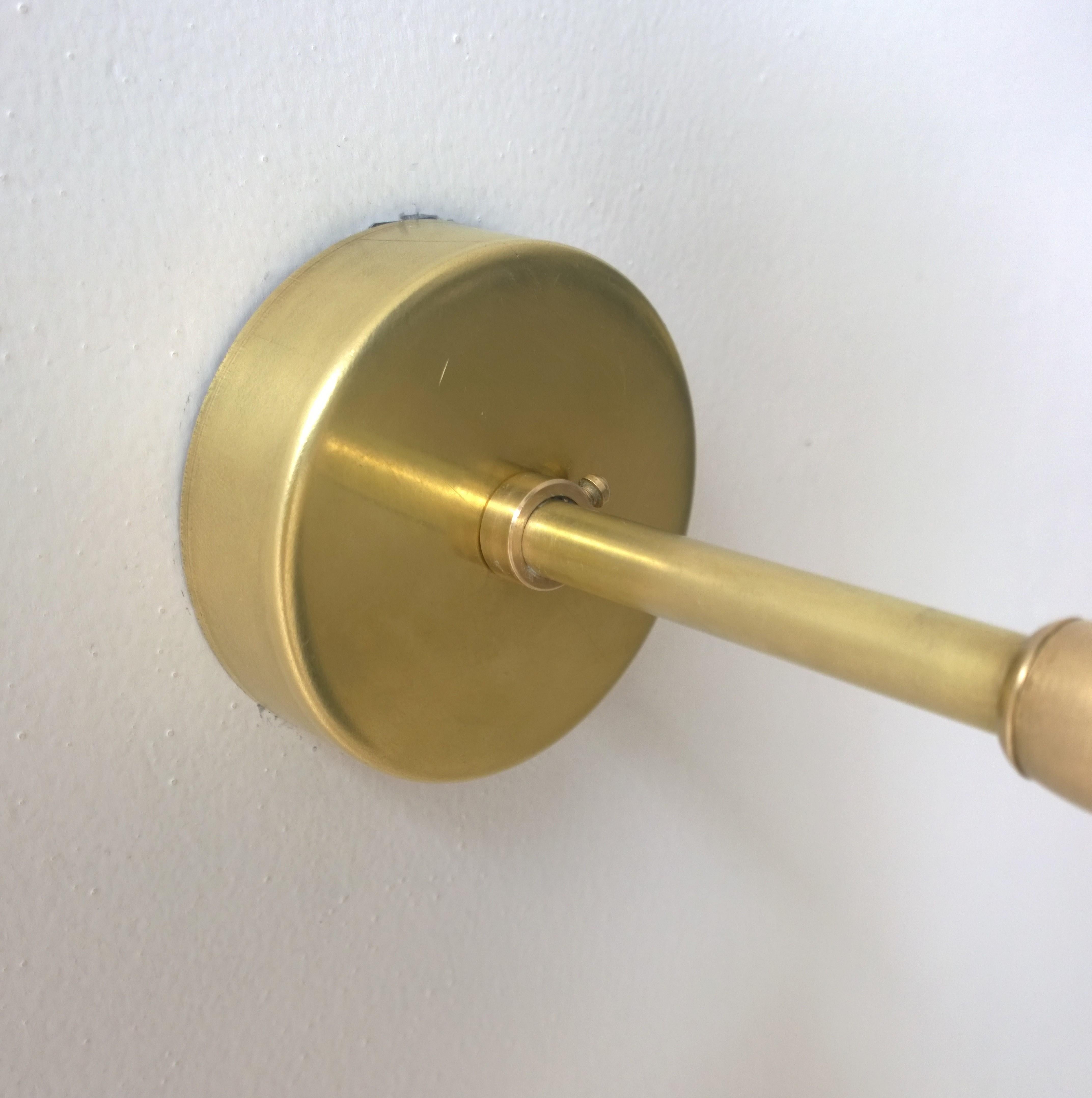 Pair of Black Enameled w/ White Interior Steel w/ Brass Hardware 2 Cone Sconces For Sale 9