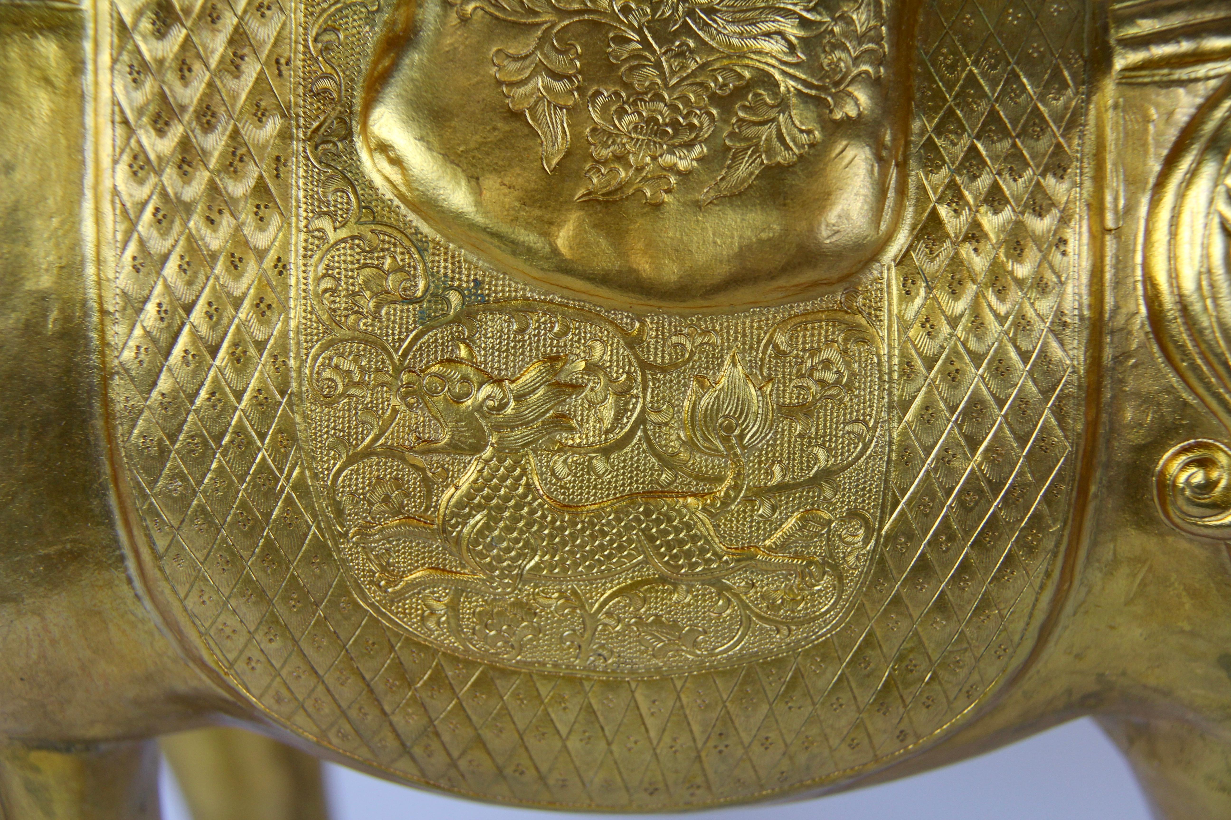 Pair of Chinese Orientalist Design Gilt Bronze Royal Horses Elaborately Detailed 8