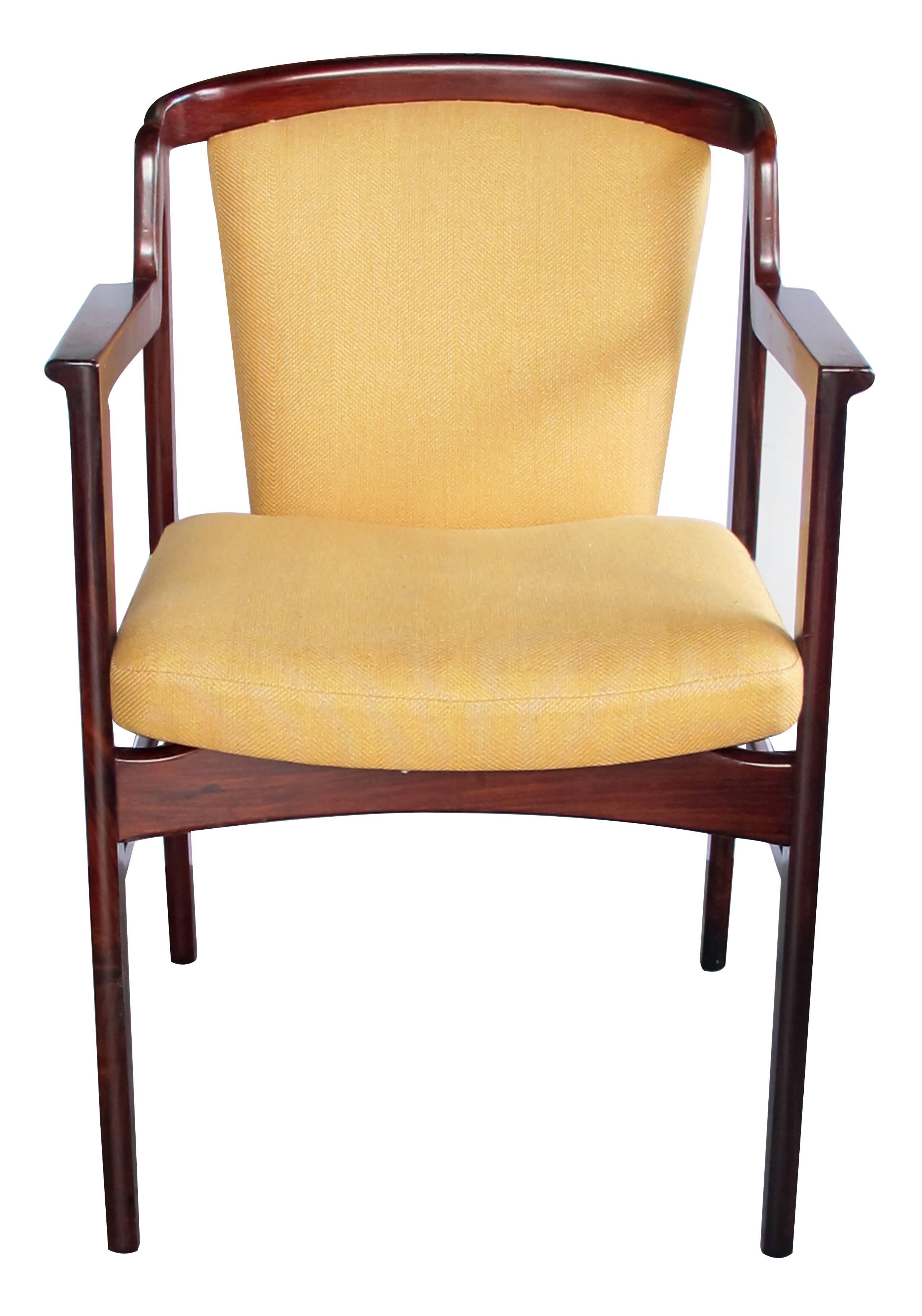Scandinavian Modern Pair of Danish Modern Rosewood Arm Chairs in the Manner of Kai Kristiansen