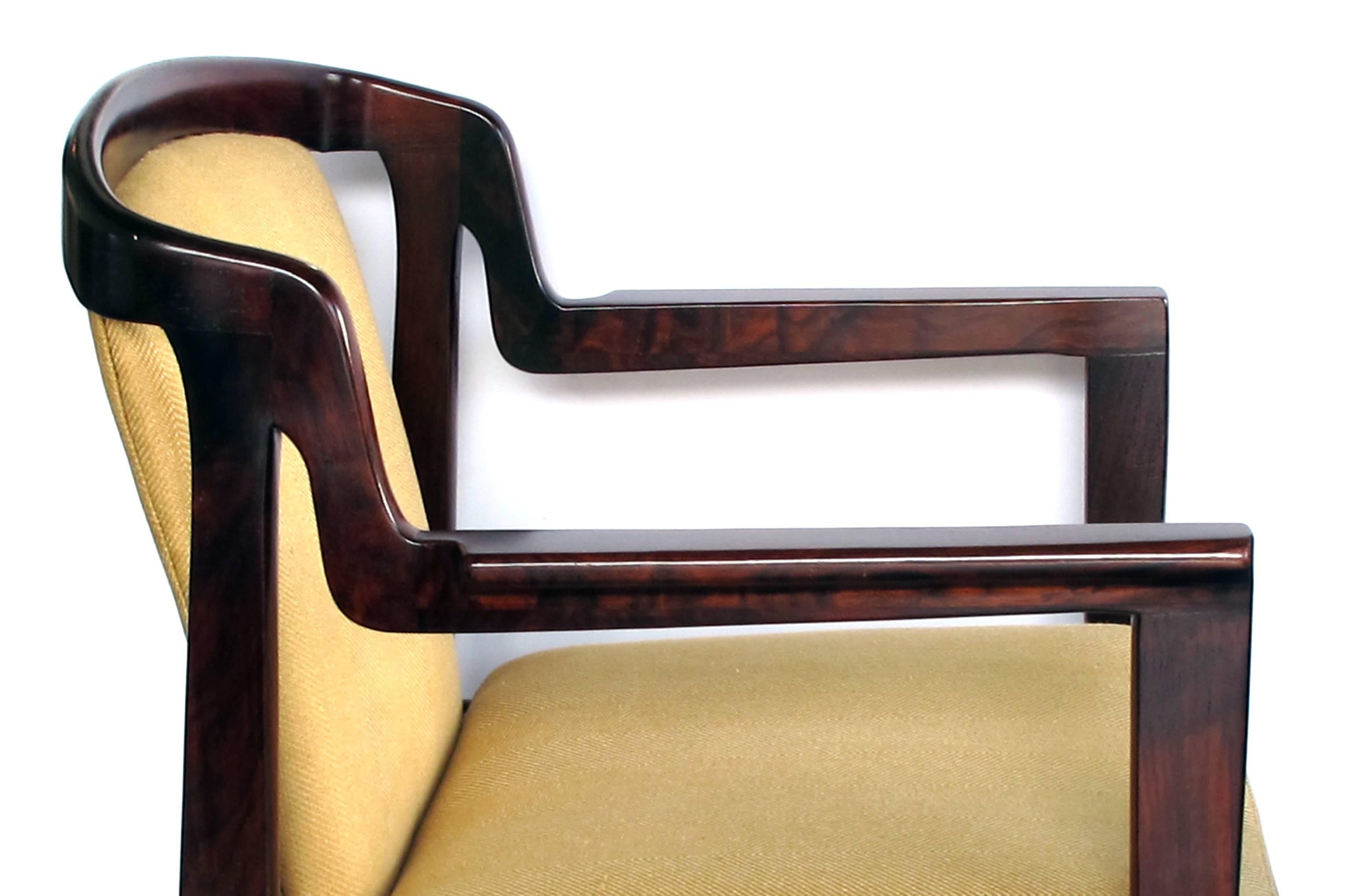 Pair of Danish Modern Rosewood Arm Chairs in the Manner of Kai Kristiansen In Excellent Condition In San Francisco, CA