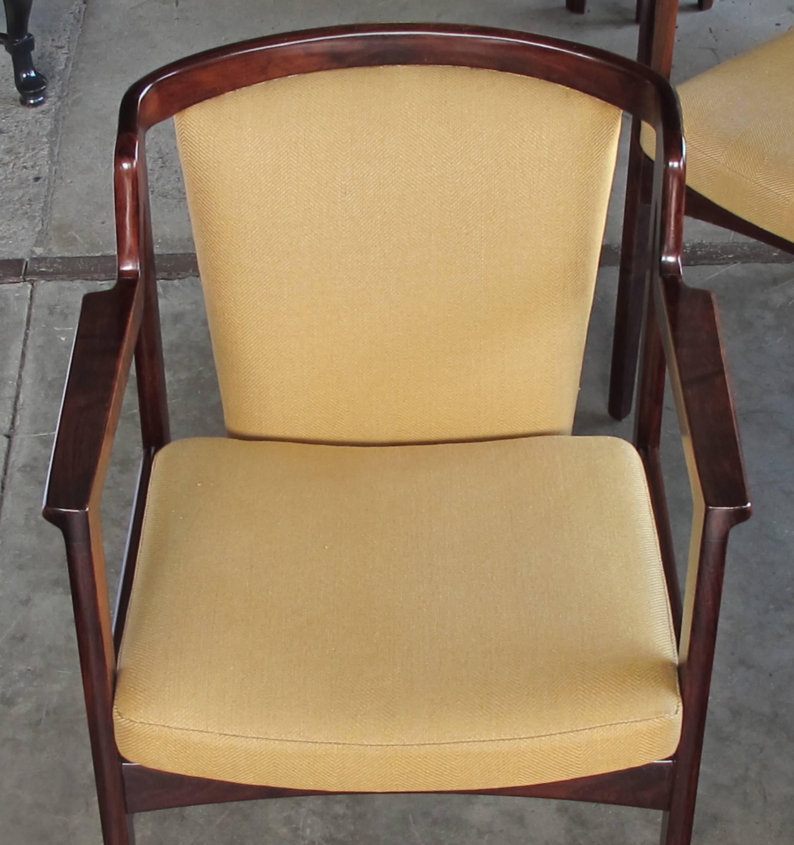 Mid-20th Century Pair of Danish Modern Rosewood Arm Chairs in the Manner of Kai Kristiansen