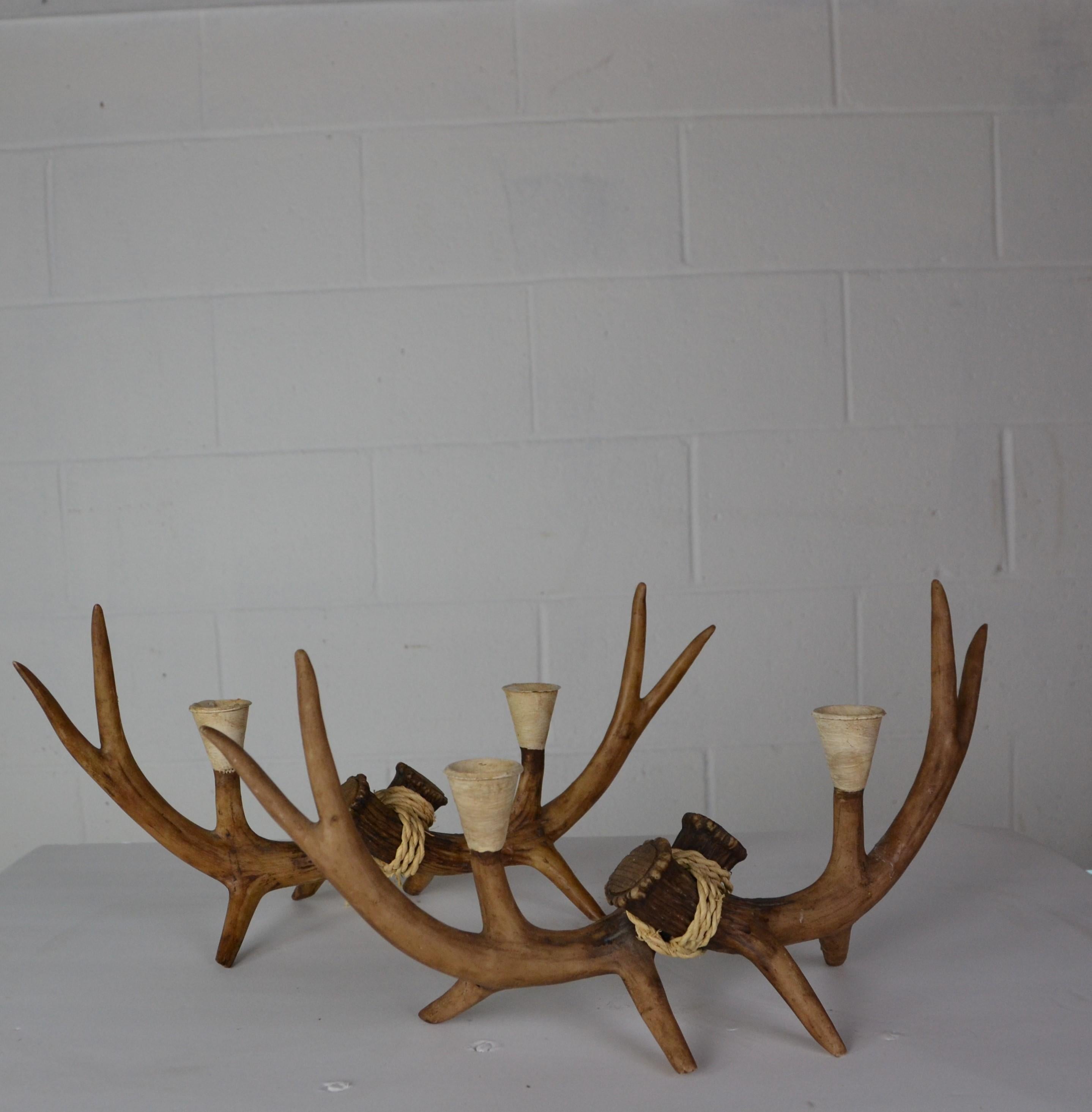 A pair of faux Antler candelabra.