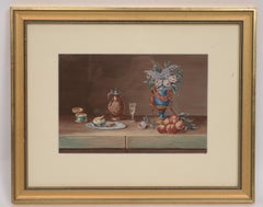 Pareja de naturalezas muertas, aguada según Paul LeLong y ambas con las iniciales "A.G."