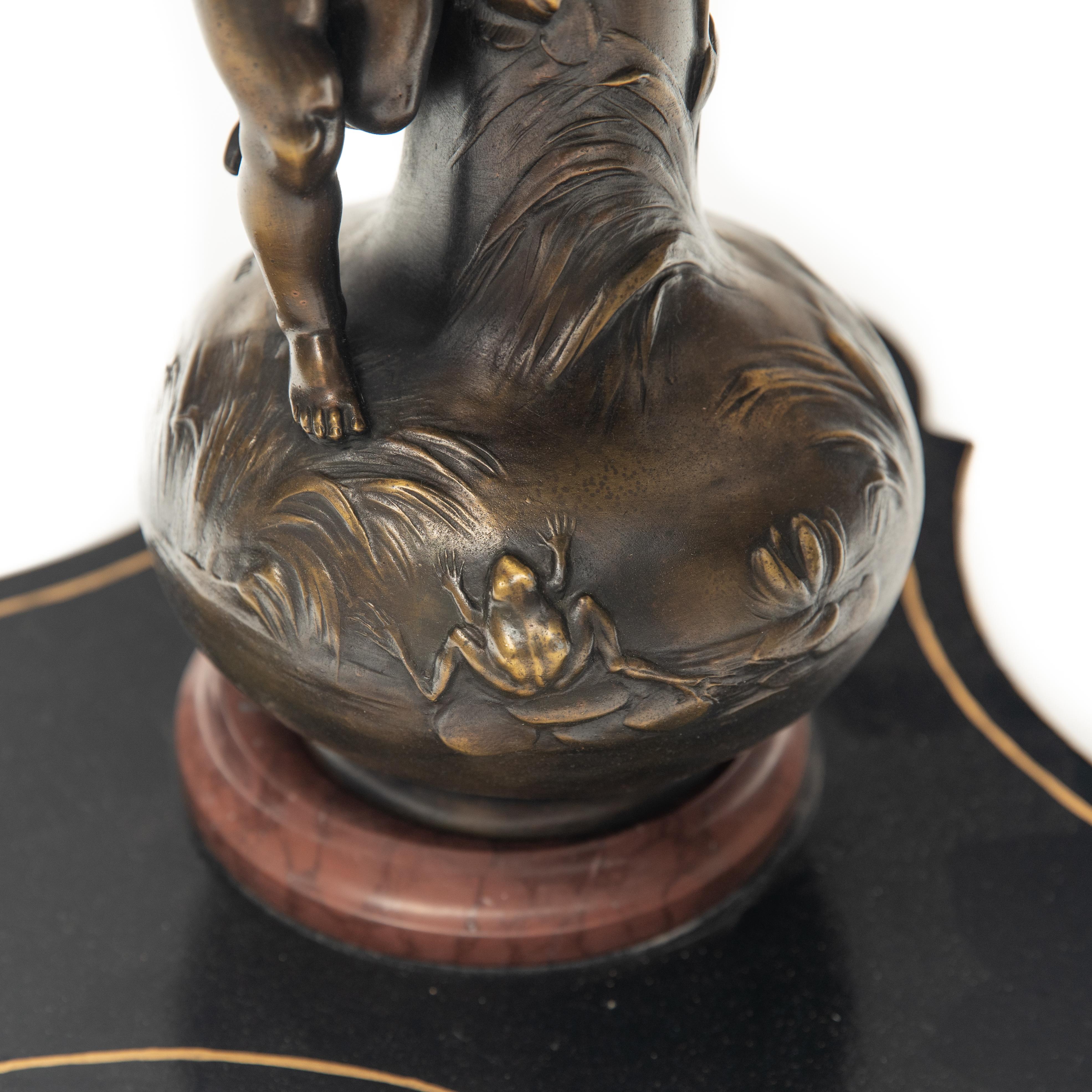 Pair of L&F Moreau Signed Art Nouveau Bronze Based Occasional Tables 4