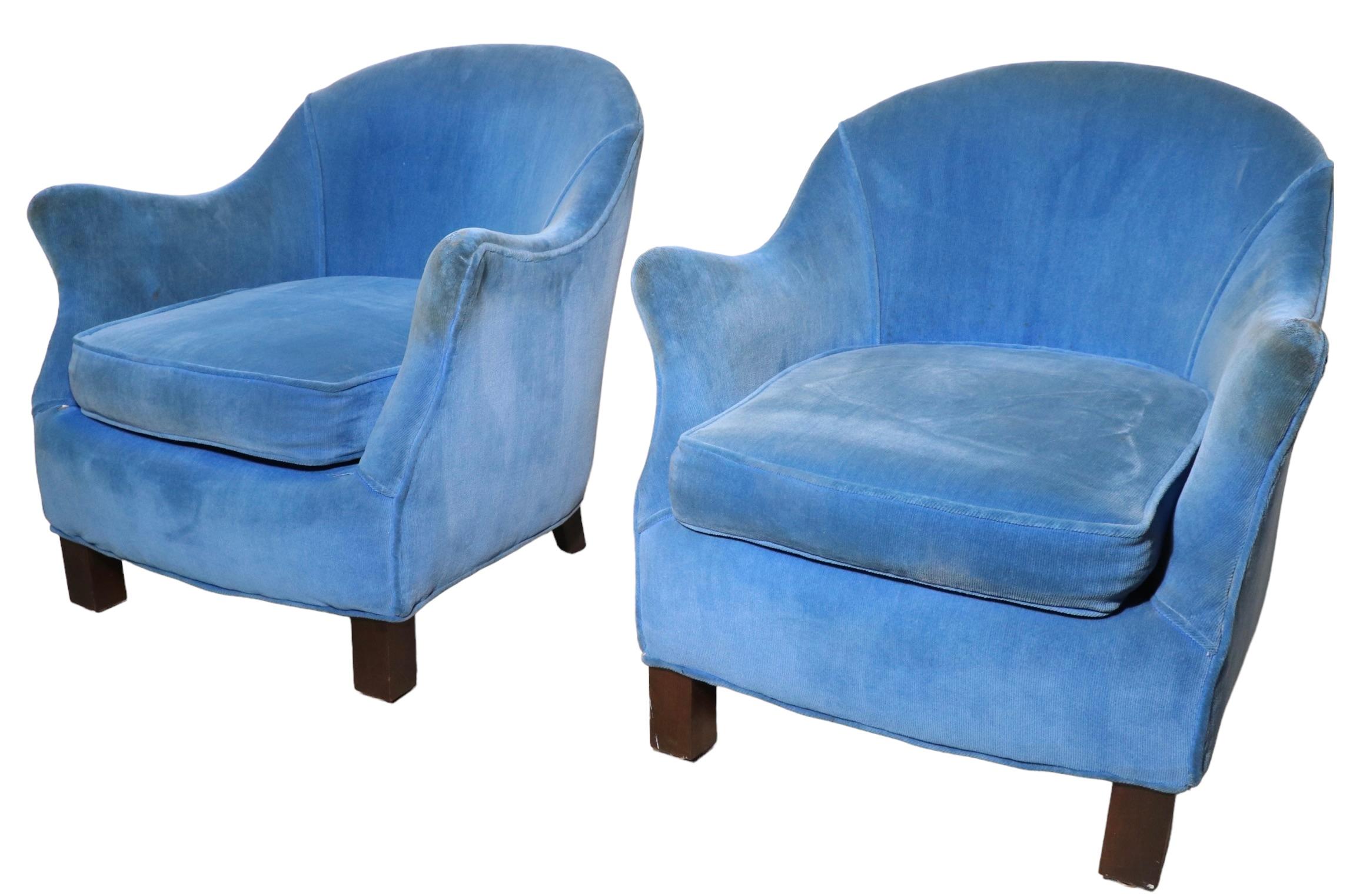 Pr. of Lounge Chairs Att. to Dunbar In Good Condition For Sale In New York, NY