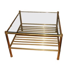Pr. of  Mid-Century  Italian Brass Two Tier  Side Tables