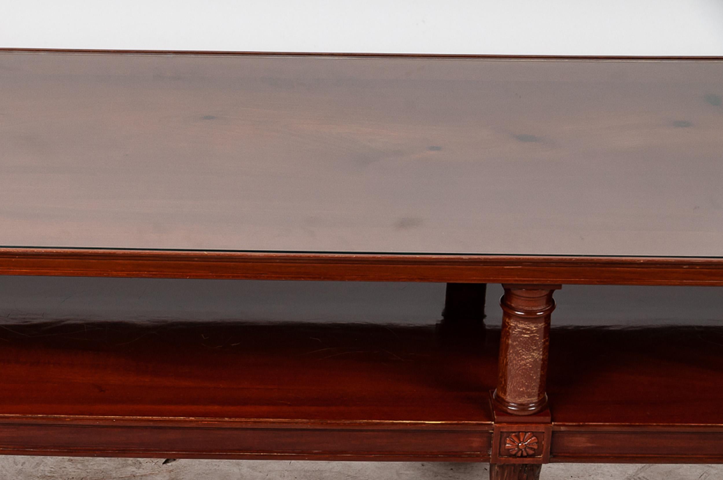Hand-Carved Pr of Reduced French Empire Yew Wood Banquette Tables Designed by Jacob Freres  For Sale