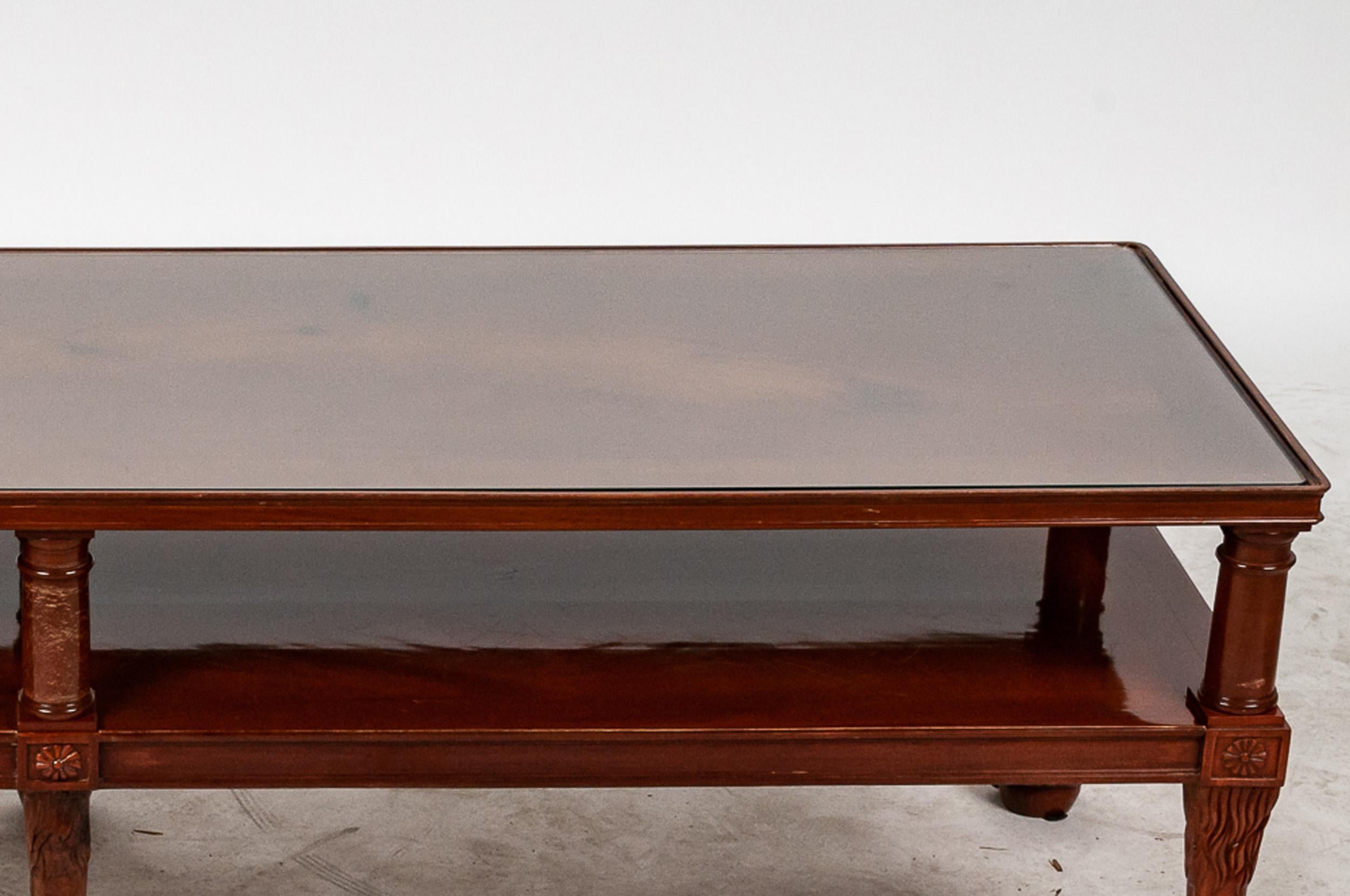 Pr of Reduced French Empire Yew Wood Banquette Tables Designed by Jacob Freres  In Good Condition For Sale In Los Angeles, CA