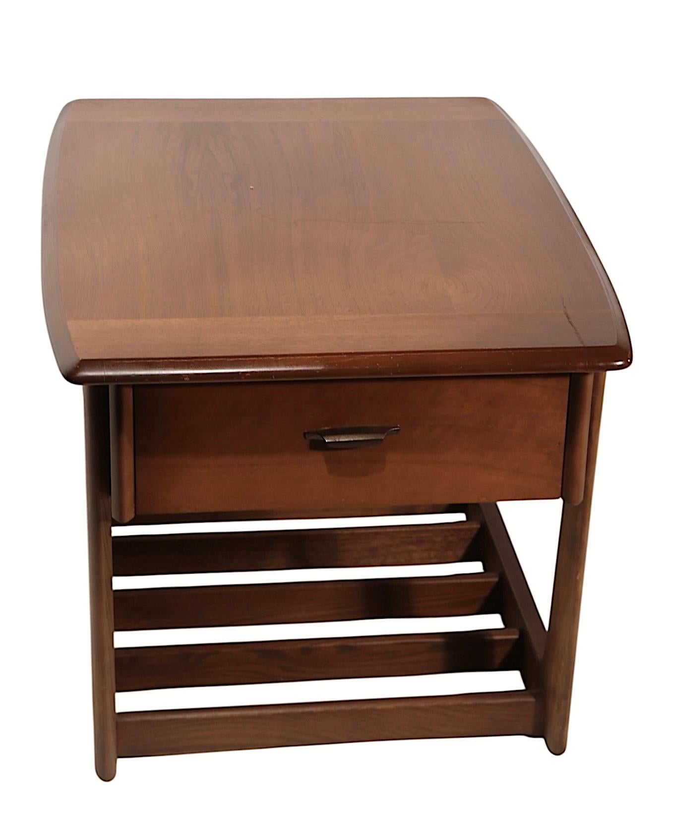 Pr. One Drawer Mid Century End or Side Sleigh Leg Tables by Lane c. 1950/60's For Sale 3