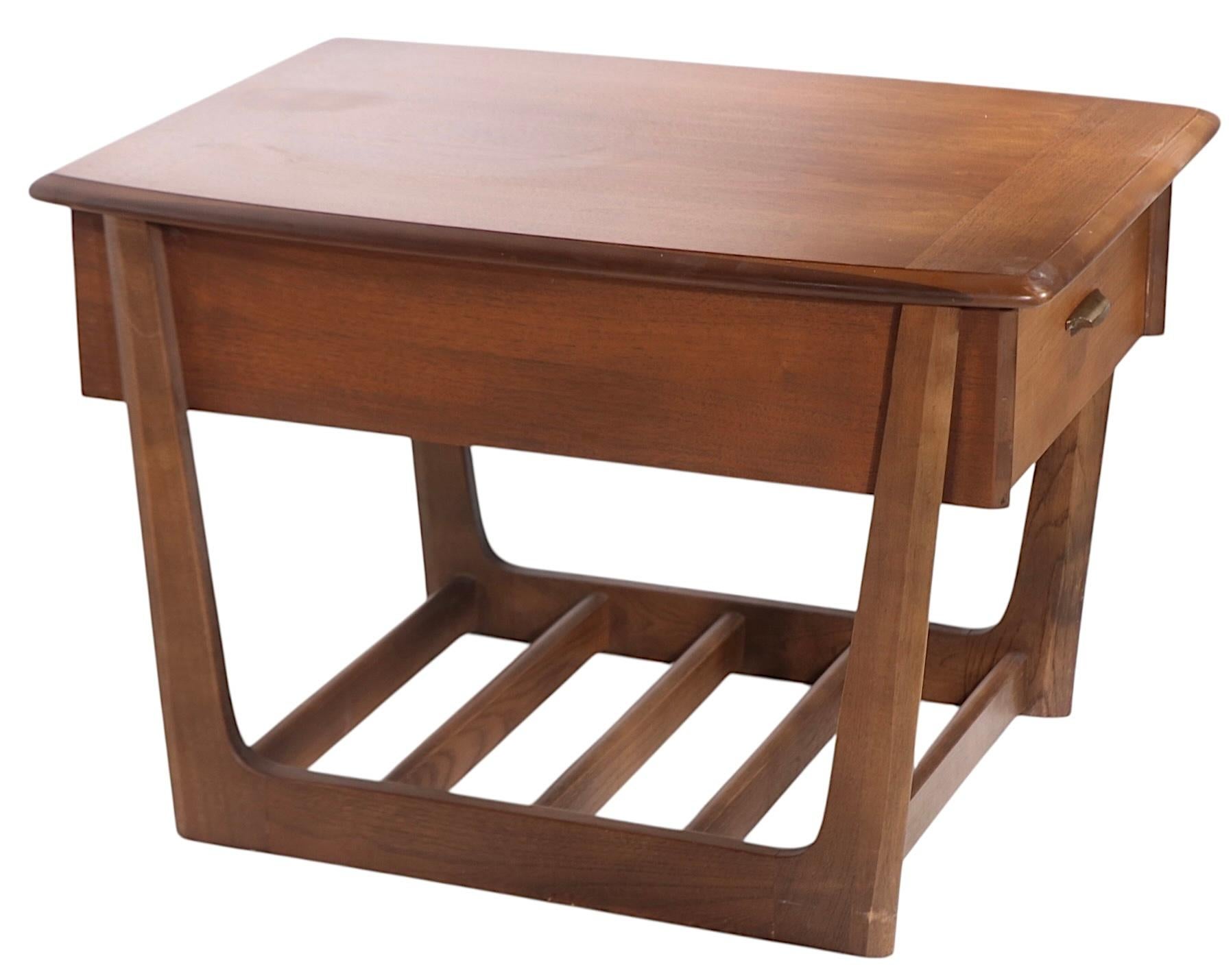 Pr. One Drawer Mid Century End or Side Sleigh Leg Tables by Lane c. 1950/60's For Sale 6