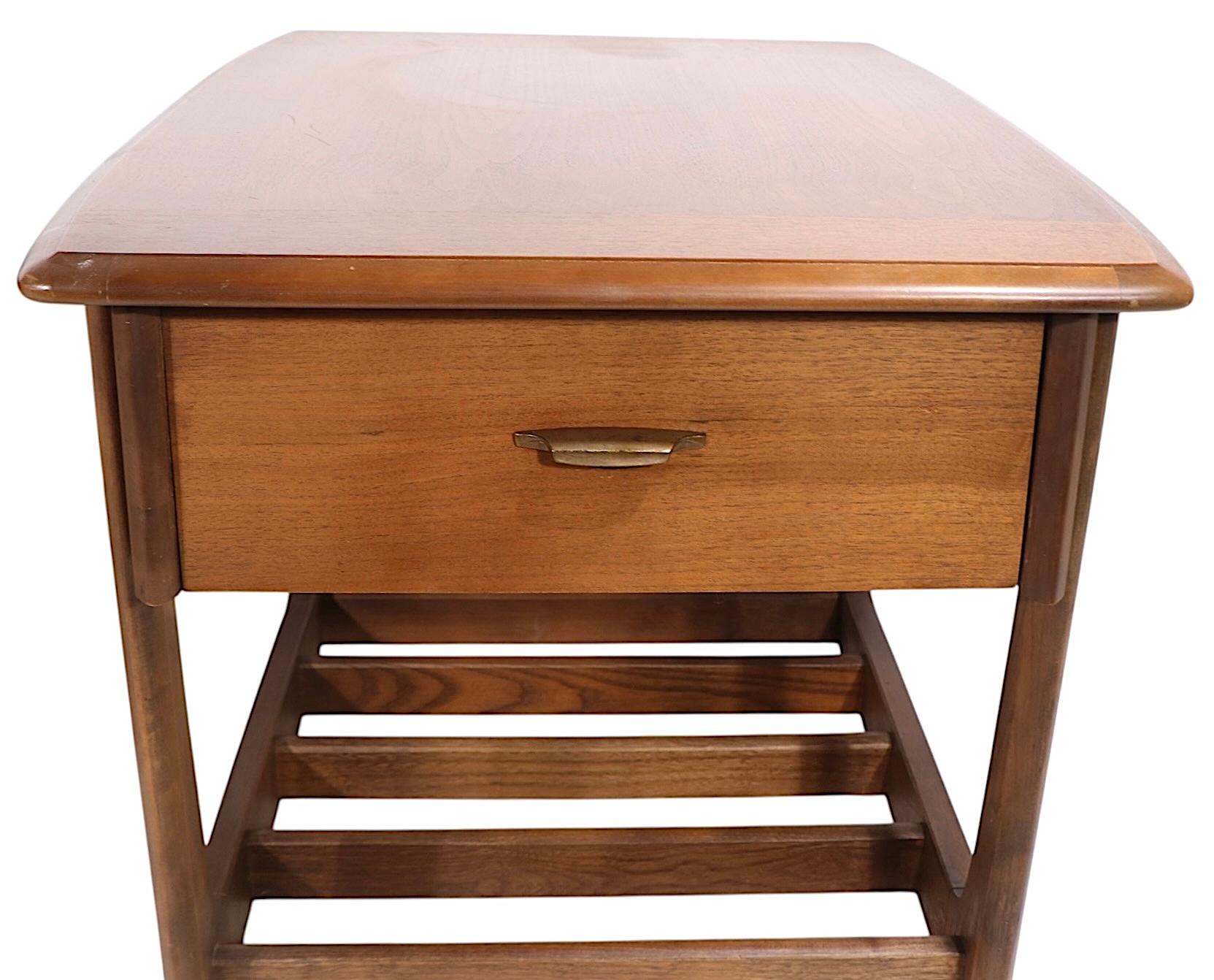Pr. One Drawer Mid Century End or Side Sleigh Leg Tables by Lane c. 1950/60's For Sale 8