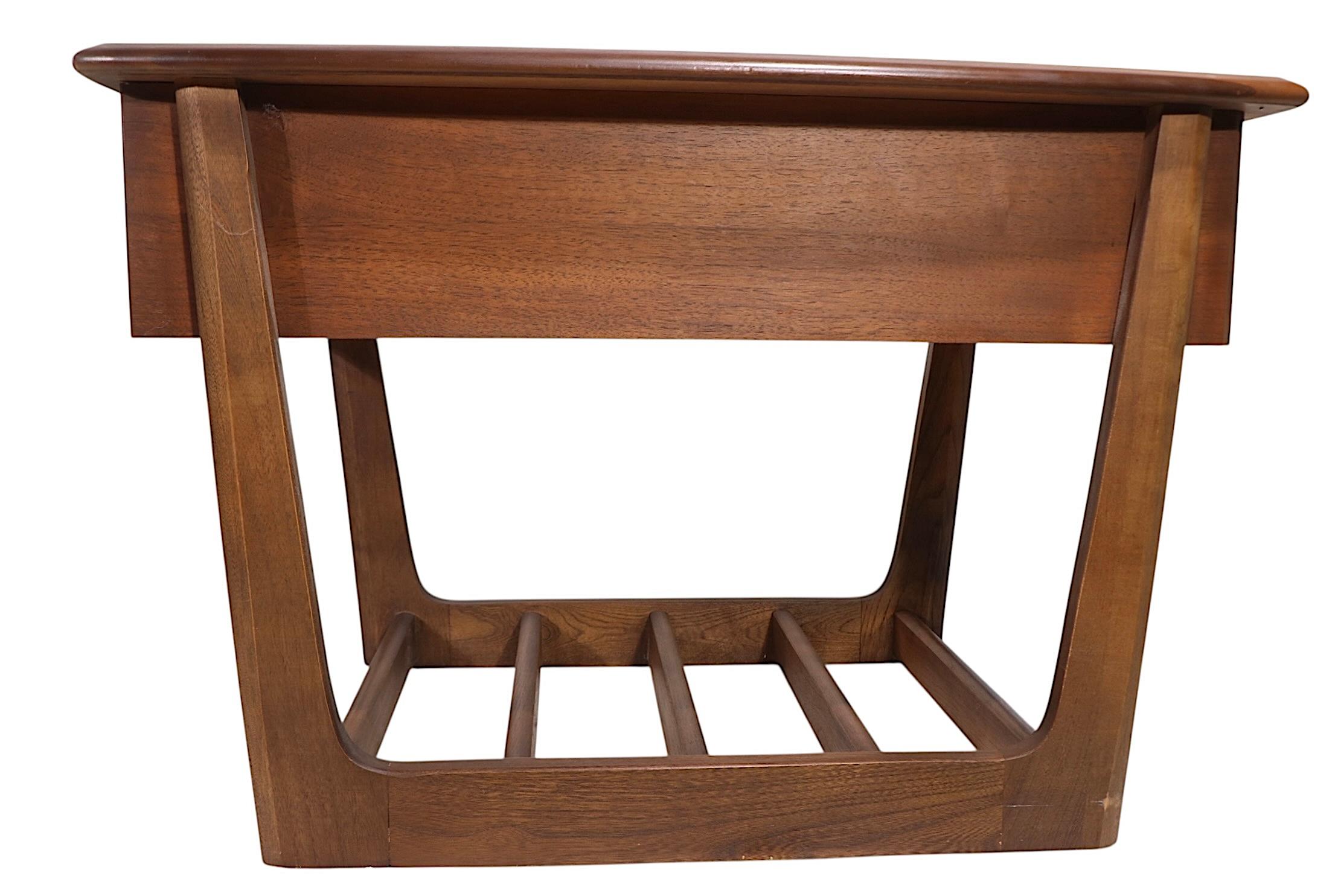 Pr. One Drawer Mid Century End or Side Sleigh Leg Tables by Lane c. 1950/60's For Sale 9