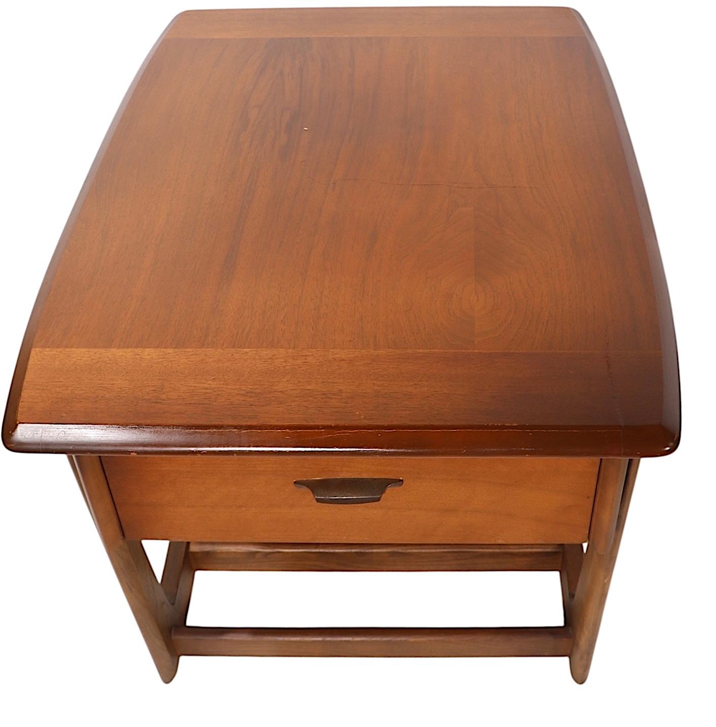 Pr. One Drawer Mid Century End or Side Sleigh Leg Tables by Lane c. 1950/60's For Sale 10