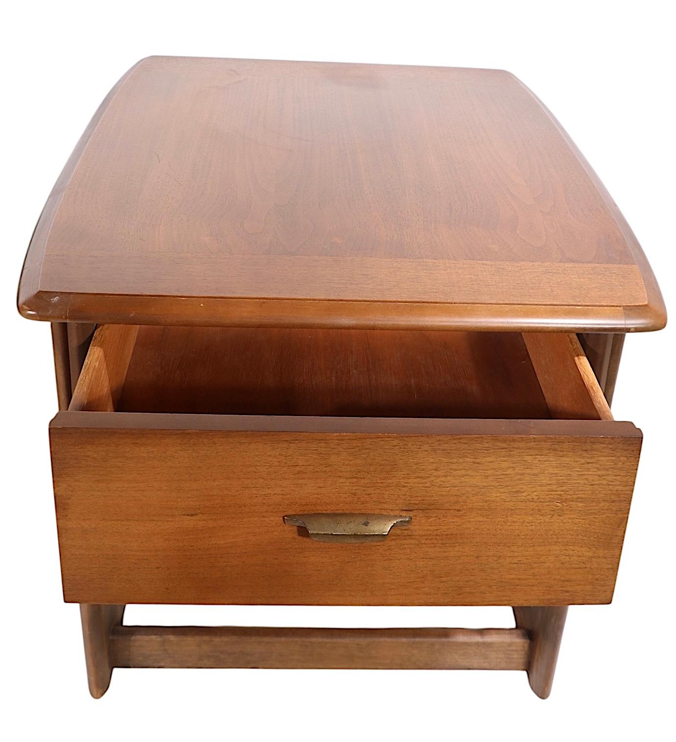 Pr. One Drawer Mid Century End or Side Sleigh Leg Tables by Lane c. 1950/60's For Sale 1