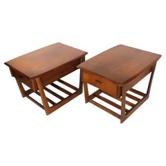 Pr. One Drawer Mid Century End or Side Sleigh Leg Tables by Lane c. 1950/60's