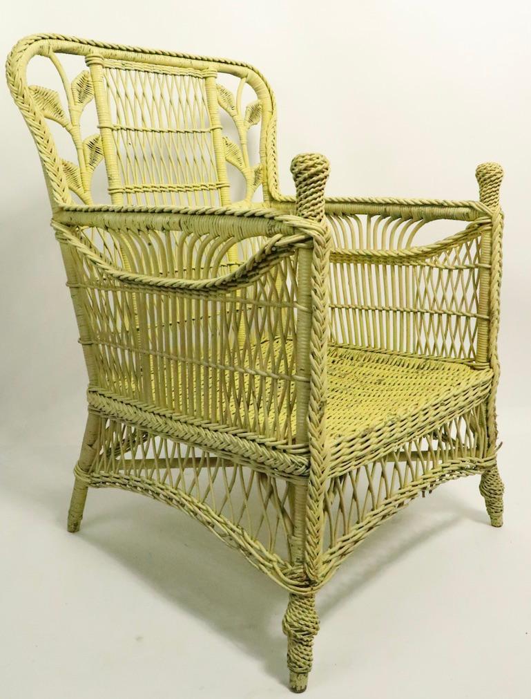 Pair of Ornate Wicker Lounge Chairs Attributed to Heywood Brothers 6