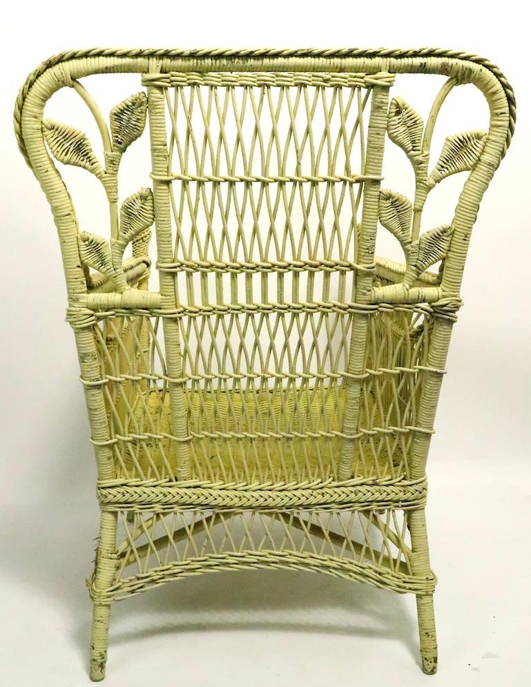 Pair of Ornate Wicker Lounge Chairs Attributed to Heywood Brothers 8