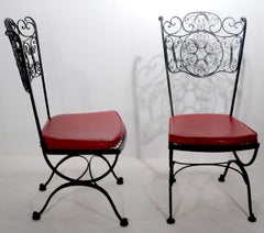 Pr. Ornate Wrought Iron Patio Garden Dining Chairs by Lee Woodard