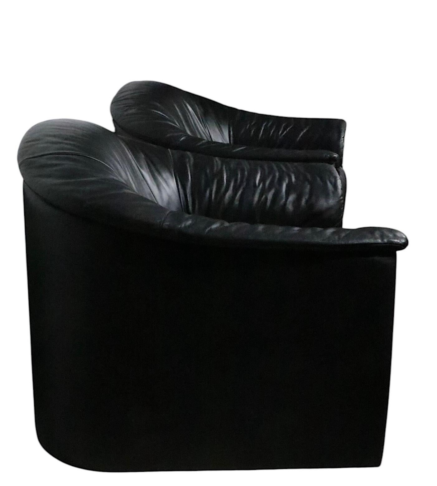 Post-Modern Pr. Oversize Black  Leather Club Chairs by Brayton International Collection 1991 For Sale