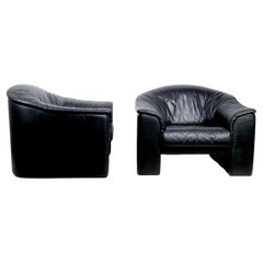 Pr. Oversize Noir  Fauteuils club en cuir par Brayton International Collection 1991