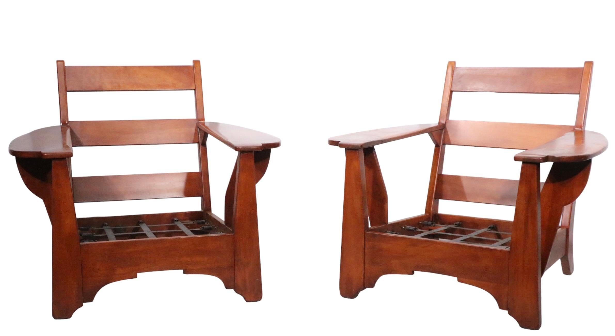 Pr. Paddle Arm Lounge Chairs by Herman de Vries for Cushman Colonial, c 1940-50s 6