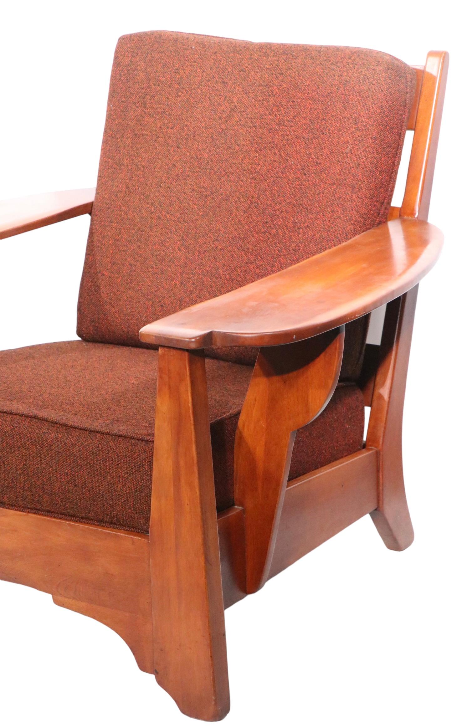 20th Century Pr. Paddle Arm Lounge Chairs by Herman de Vries for Cushman Colonial, c 1940-50s