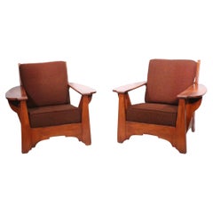 Retro Pr. Paddle Arm Lounge Chairs by Herman de Vries for Cushman Colonial, c 1940-50s