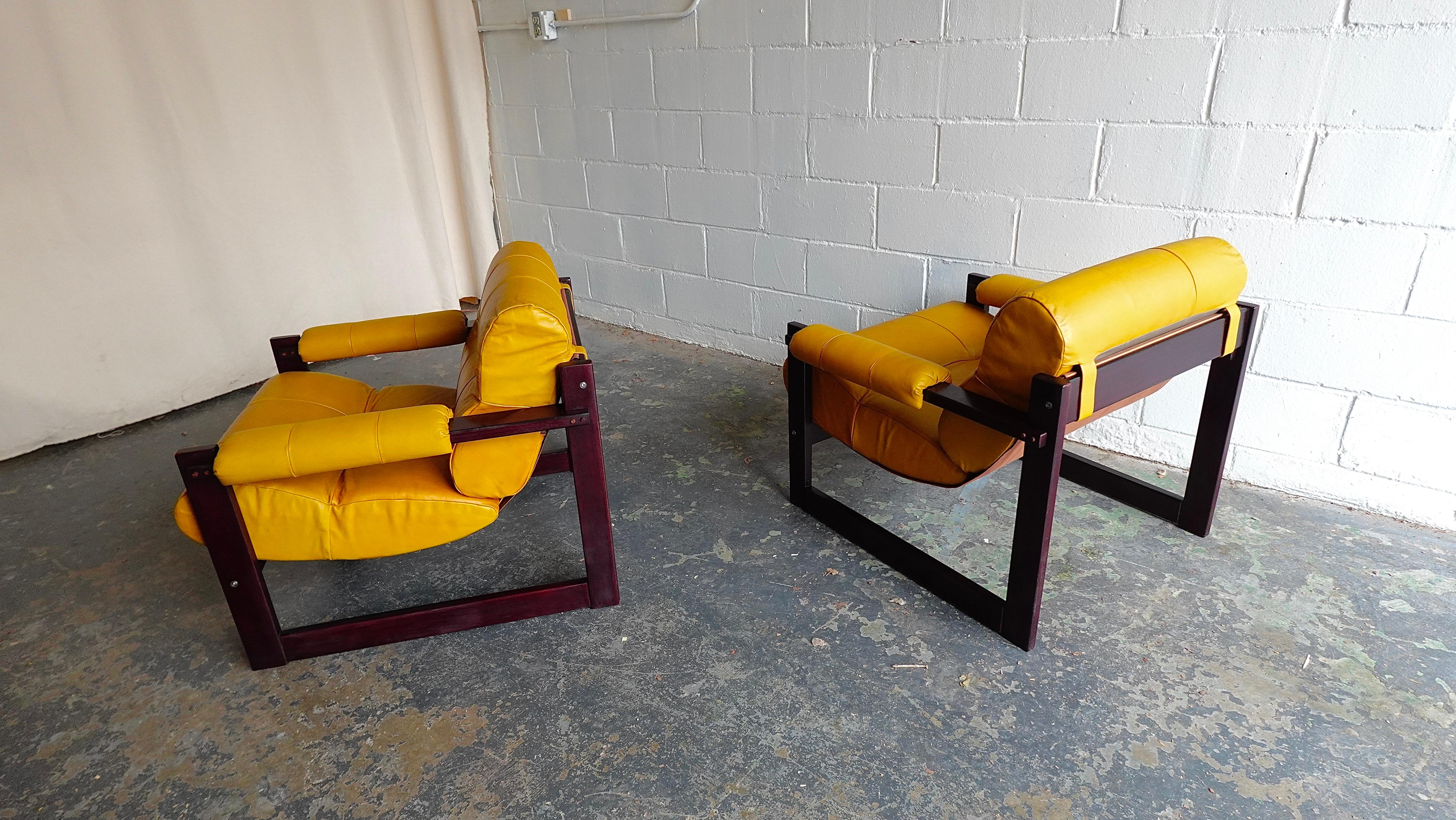 Pr. Percival Lafer MP-167 Lounge Chairs in Jatoba & Leather, 1970s For Sale 4