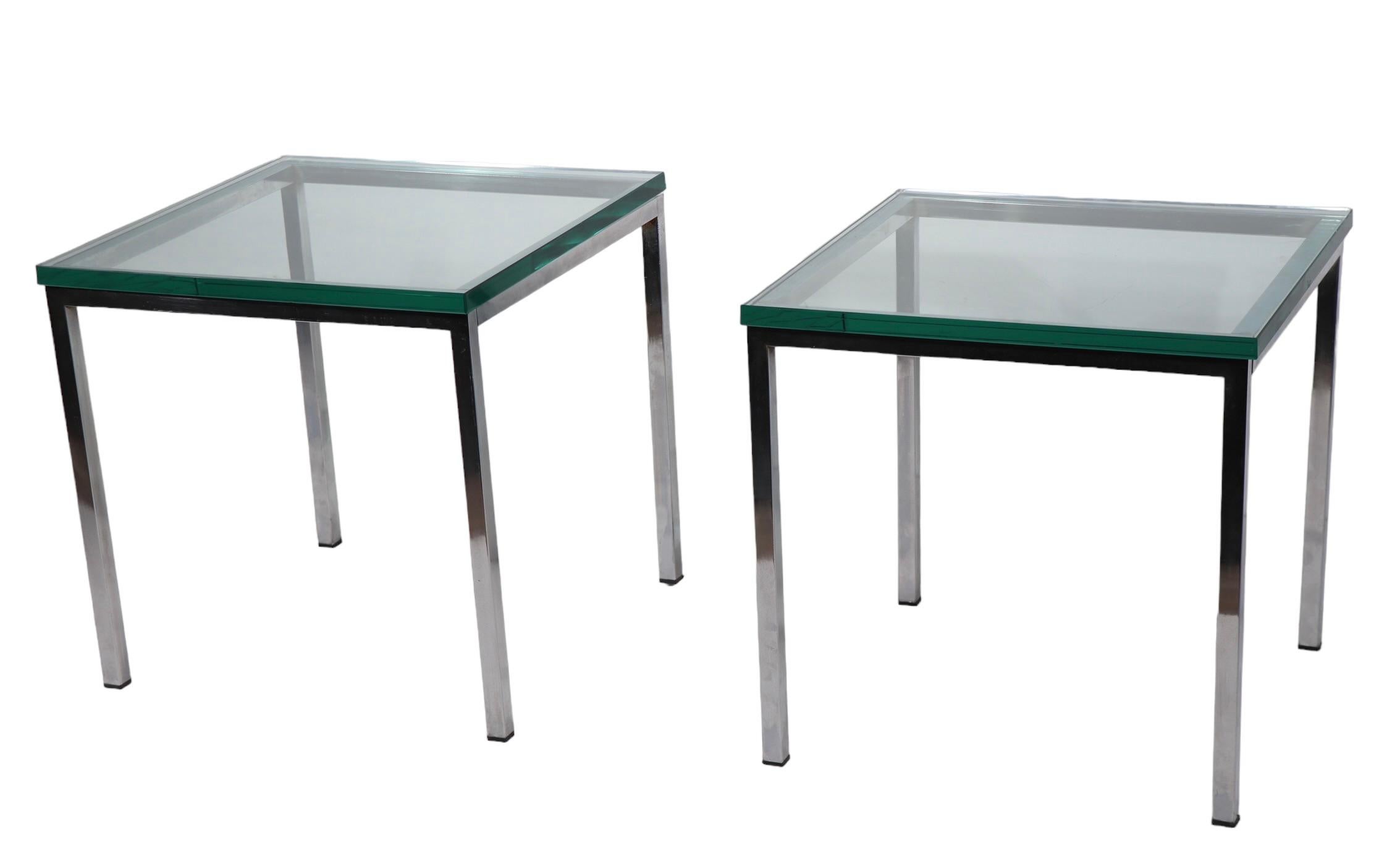 Pr Post Modern International Bauhaus Style Chrome and Glass End Chrome Tables For Sale 11