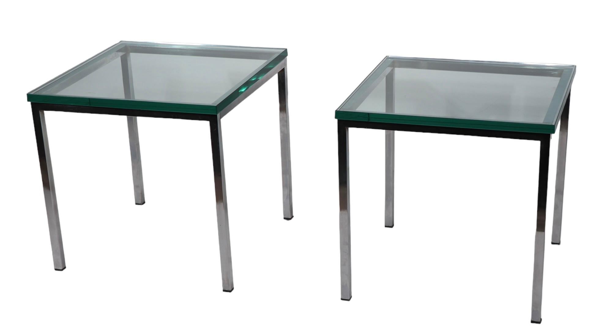 Pr Post Modern International Bauhaus Style Chrome and Glass End Chrome Tables For Sale 12