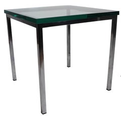 Pr Post Modern International Bauhaus Style Chrome and Glass End Chrome Tables