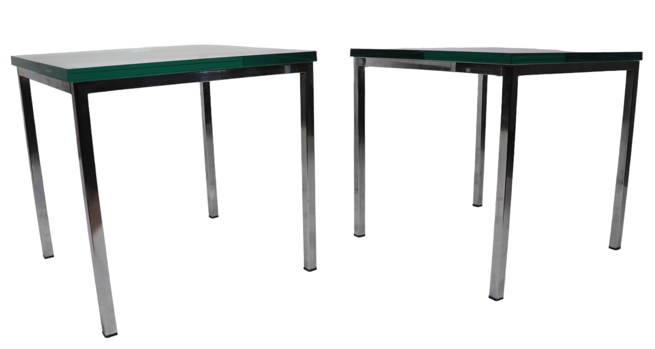 American Pr Post Modern International Bauhaus Style Chrome and Glass End Chrome Tables For Sale
