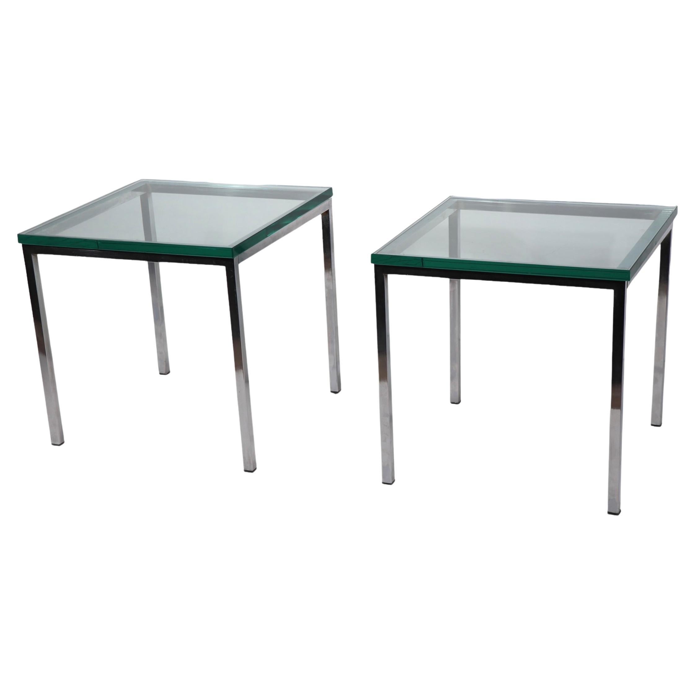 Pr Post Modern International Bauhaus Style Chrome and Glass End Chrome Tables