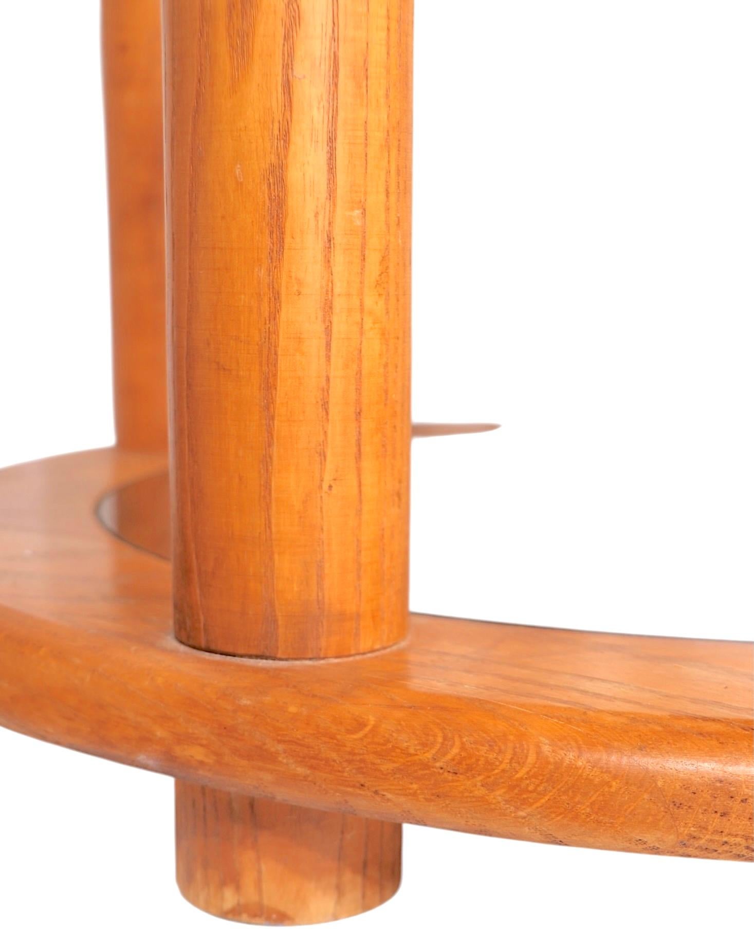 Pr. Post Modern Oak and Glass Side, or End Tables c. 1970/80's For Sale 2