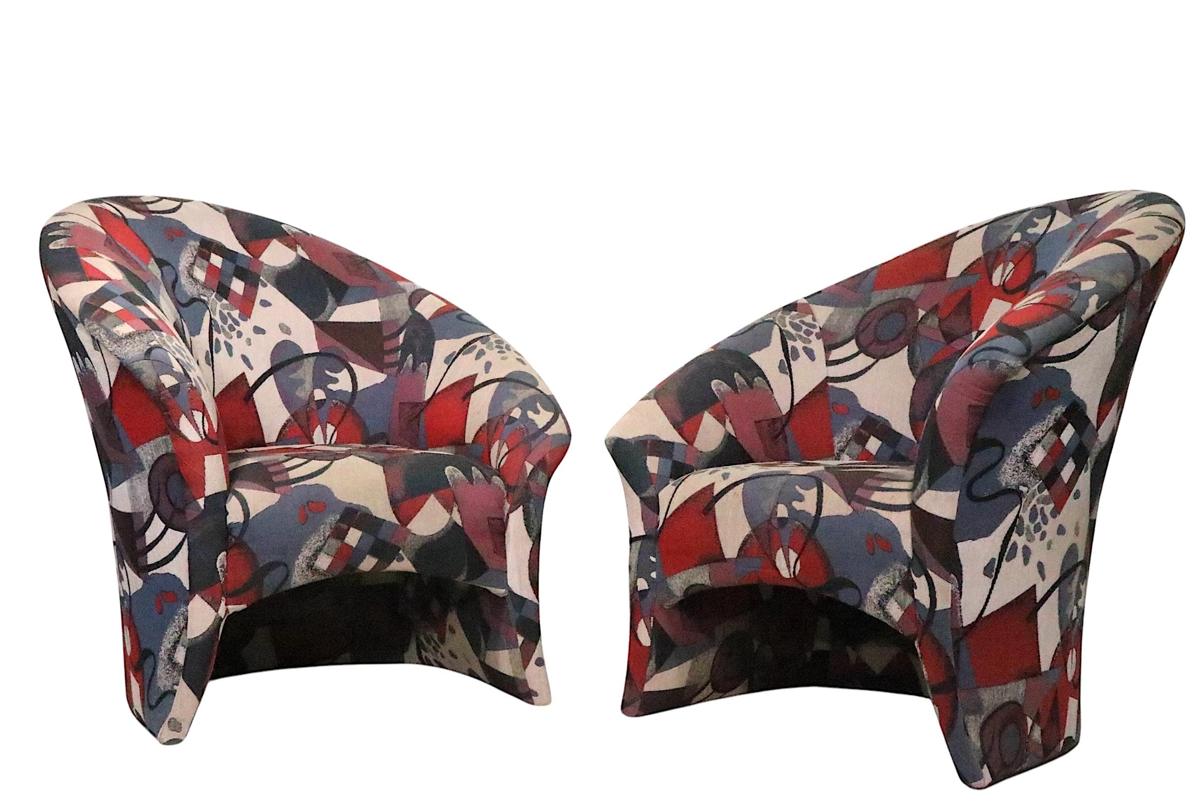 Pr. Post Modern Twist Form Side Chairs circa 1990's after Baughman Kagan For Sale 3