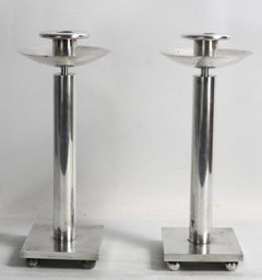 Pr. Candelabros postmodernos de plata de Richard Meier para Swid Powell, años 80