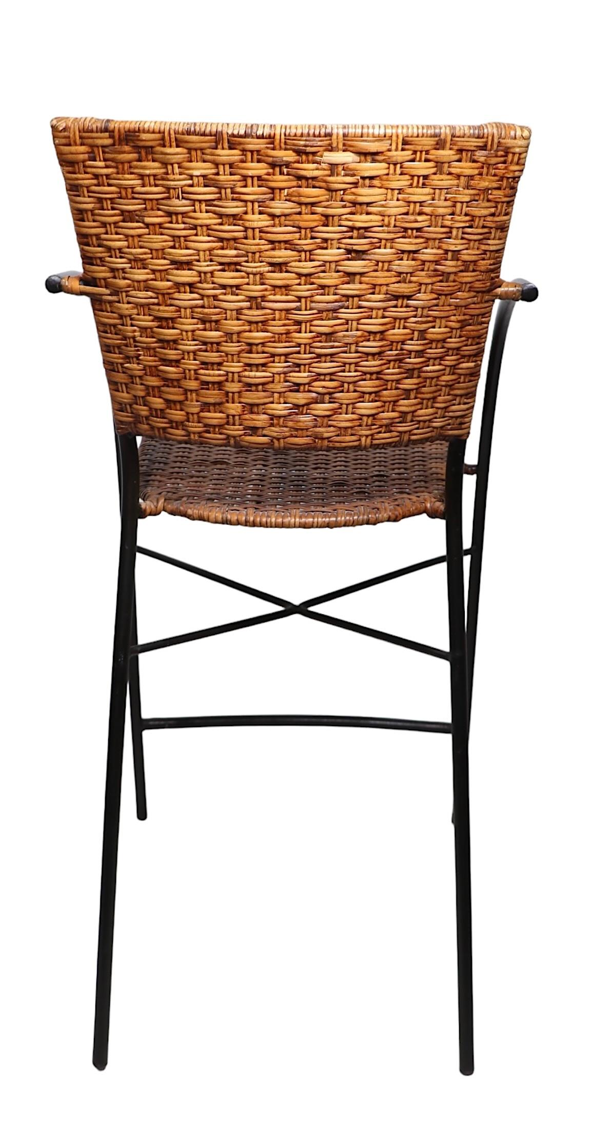 Pr. Postmodern Wicker and Iron  Counter Stools For Sale 5
