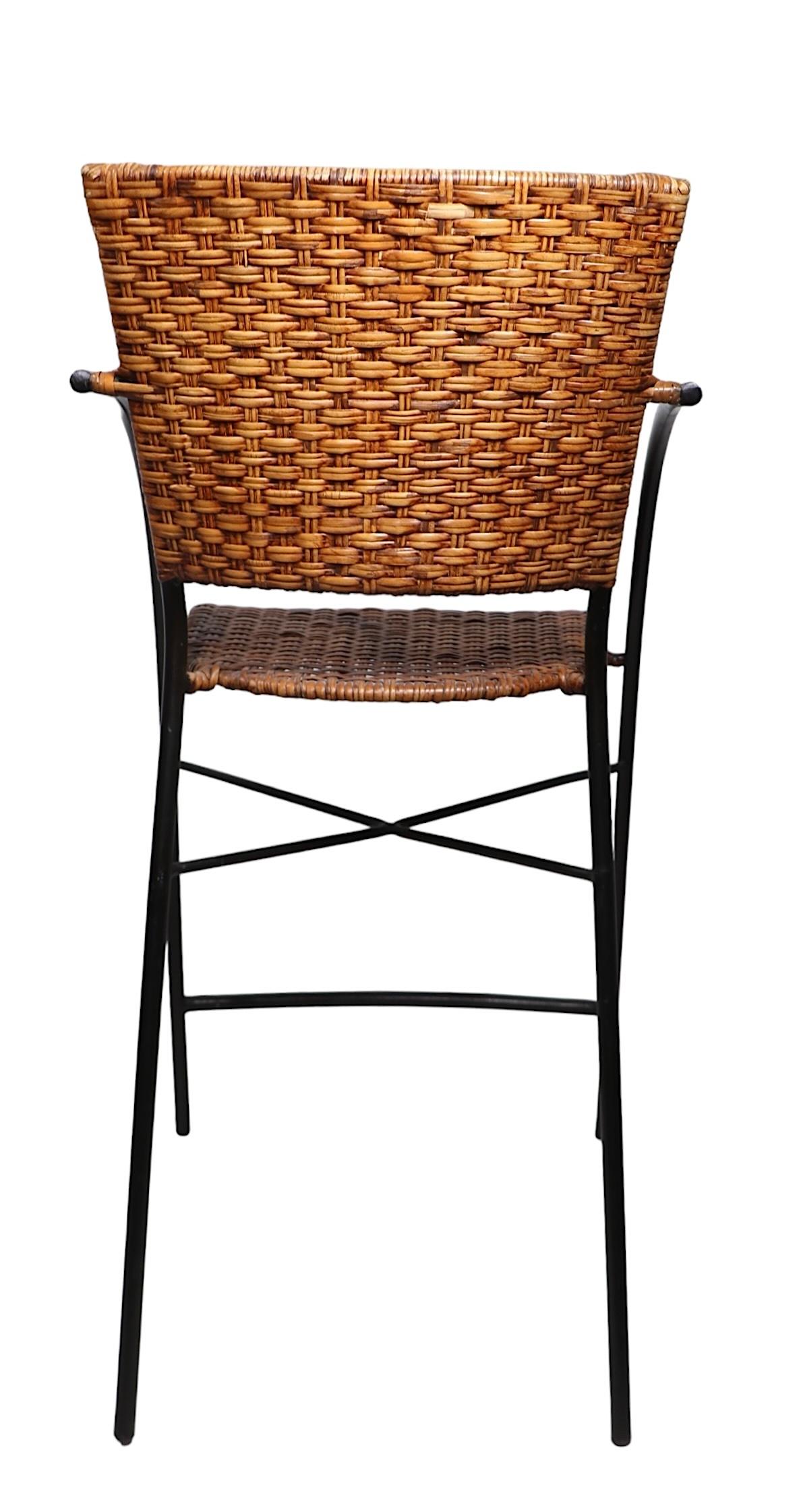 Pr. Postmodern Wicker and Iron  Counter Stools For Sale 6