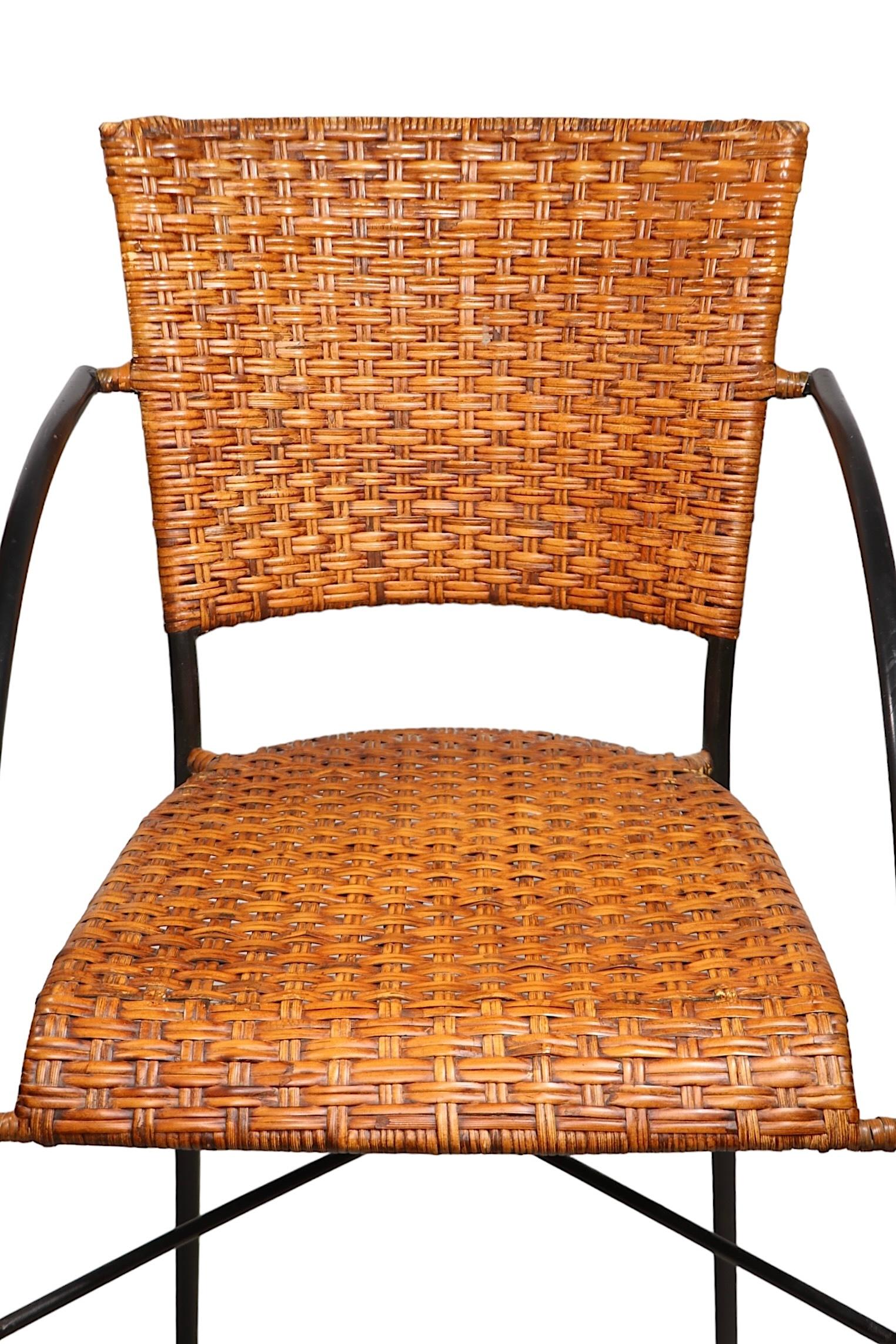 Pr. Postmodern Wicker and Iron  Counter Stools For Sale 2