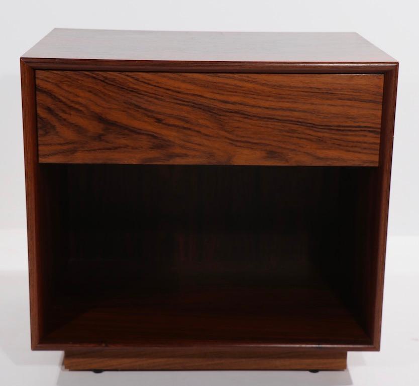 Pr. Rosewood Cube Night Stands Made in Sweden In Good Condition In New York, NY