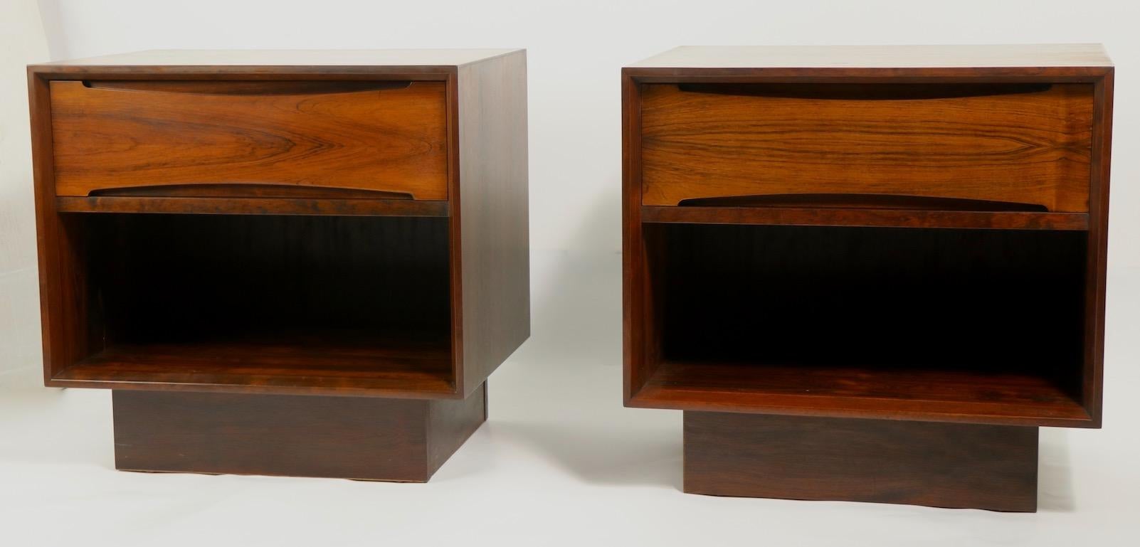 Pair of Rosewood Danish Modern Nightstands by Dyrlund 10