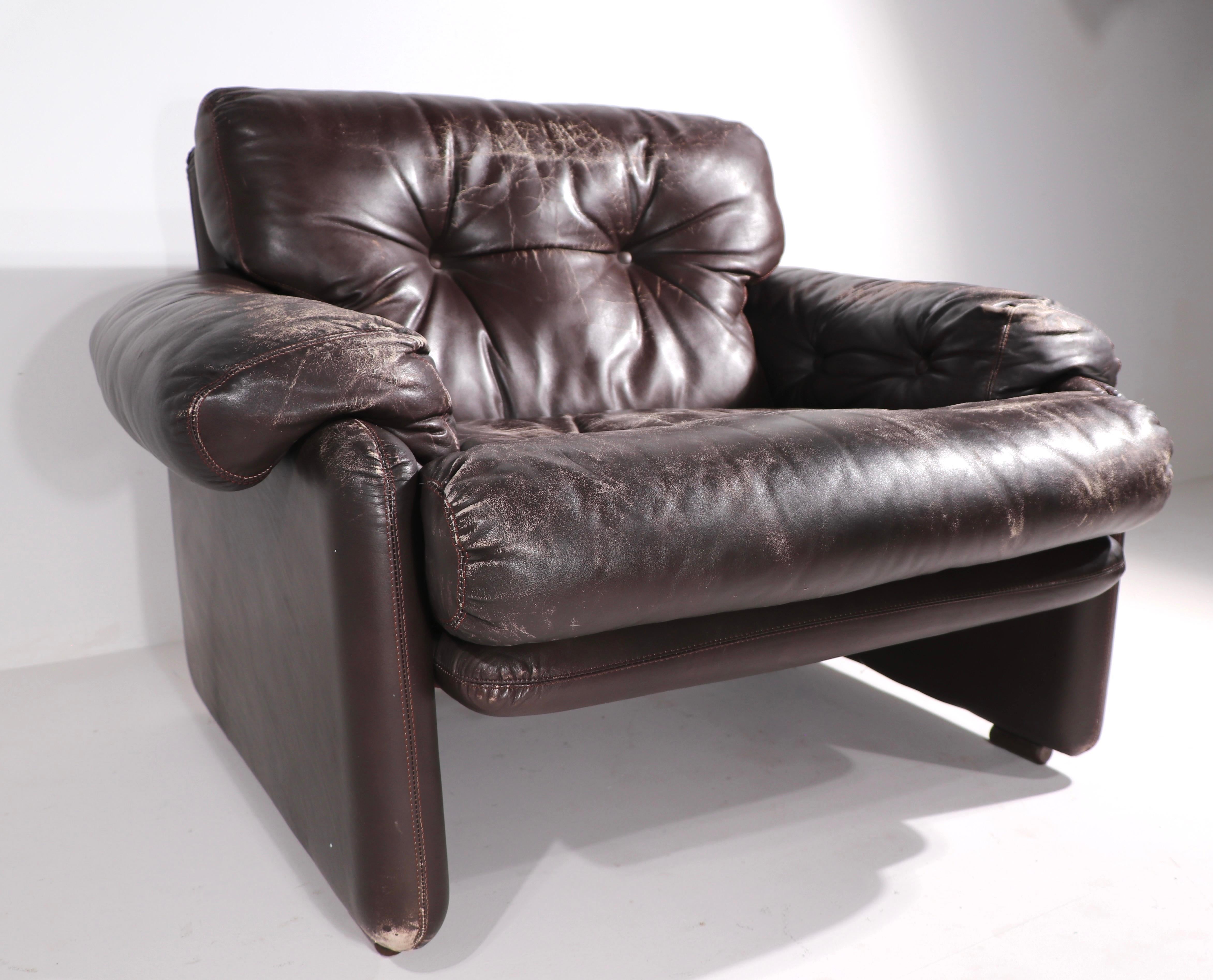 Leather Pr Scarpa Design B & B Italia Coronado Lounge Chairs For Sale