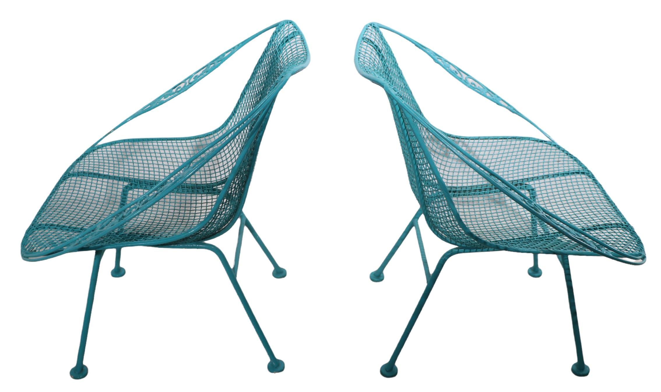 Wrought Iron Pr. Sculptura Chantilly Rose Lounge Chairs For Sale
