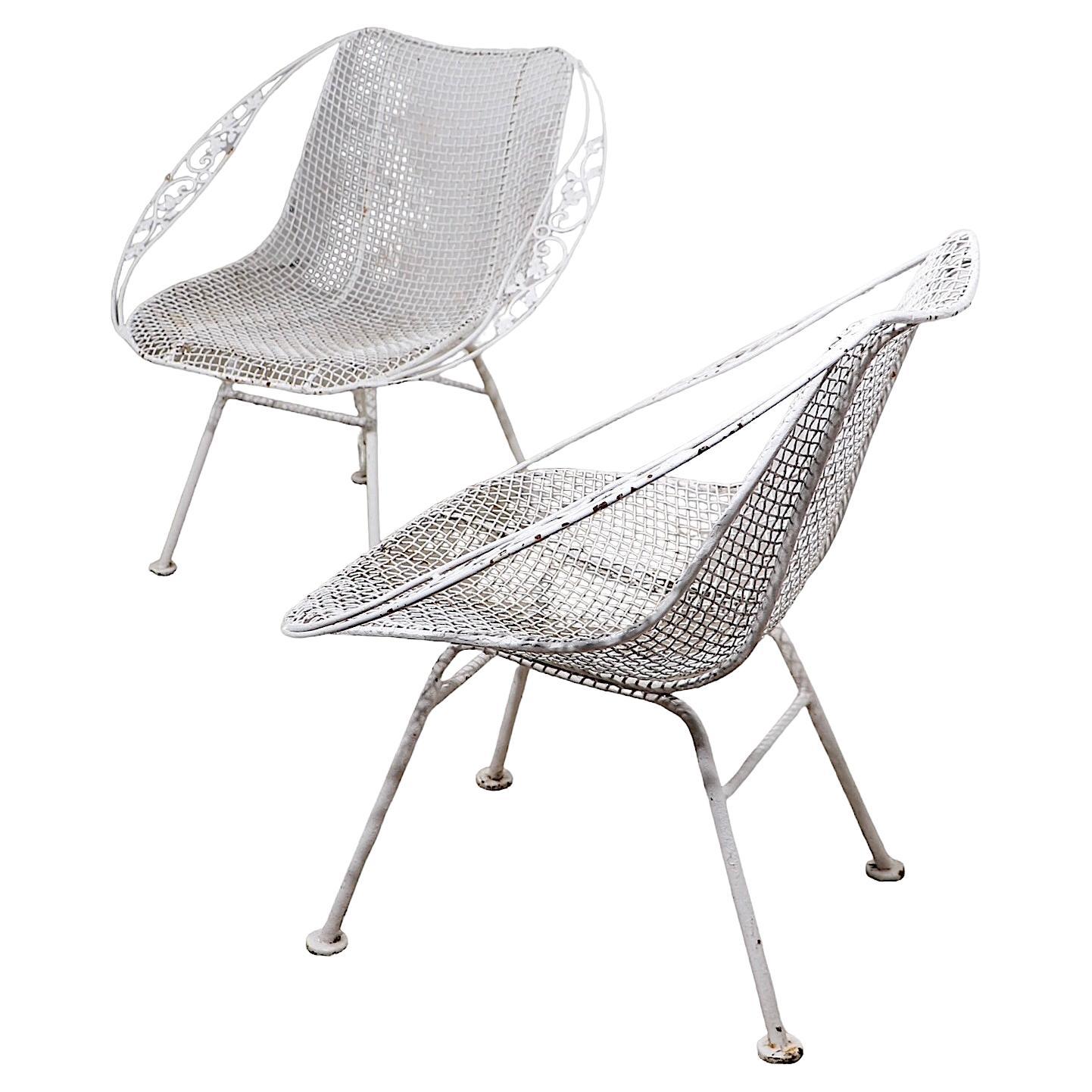 Pr. Sculptura Chantilly Rose Wrought Iron Chairs by Woodard c. 1950's For Sale
