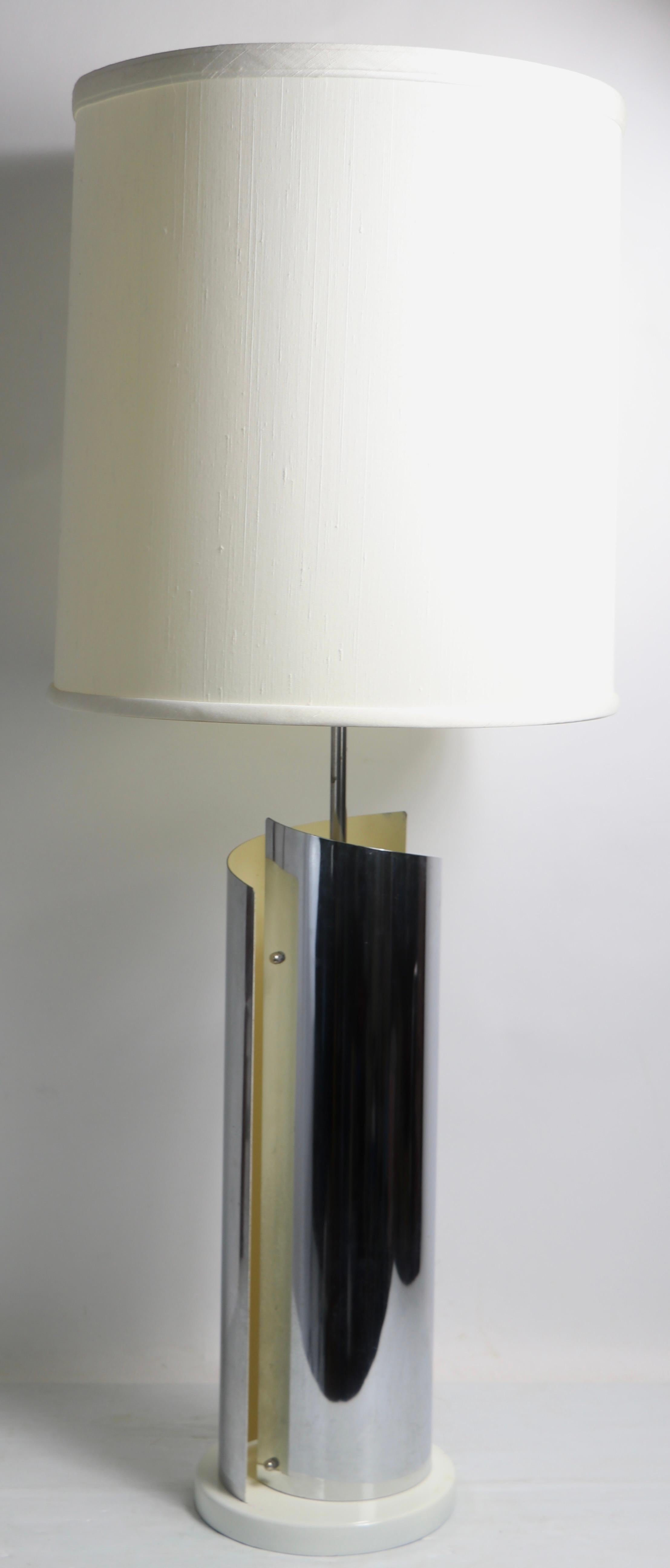 Pr. Sculptural Chrome Modernist Table Lamps For Sale 4