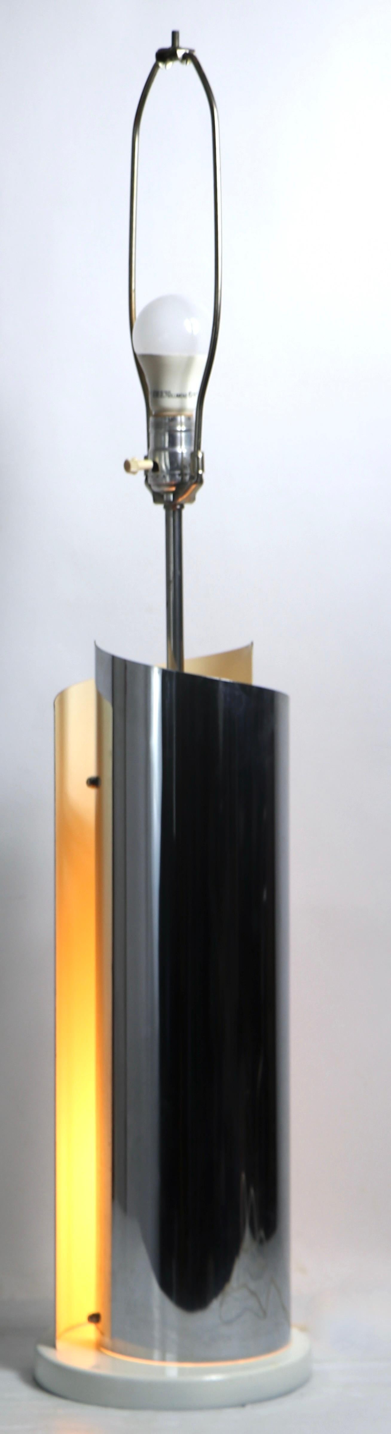 Pr. Sculptural Chrome Modernist Table Lamps For Sale 7