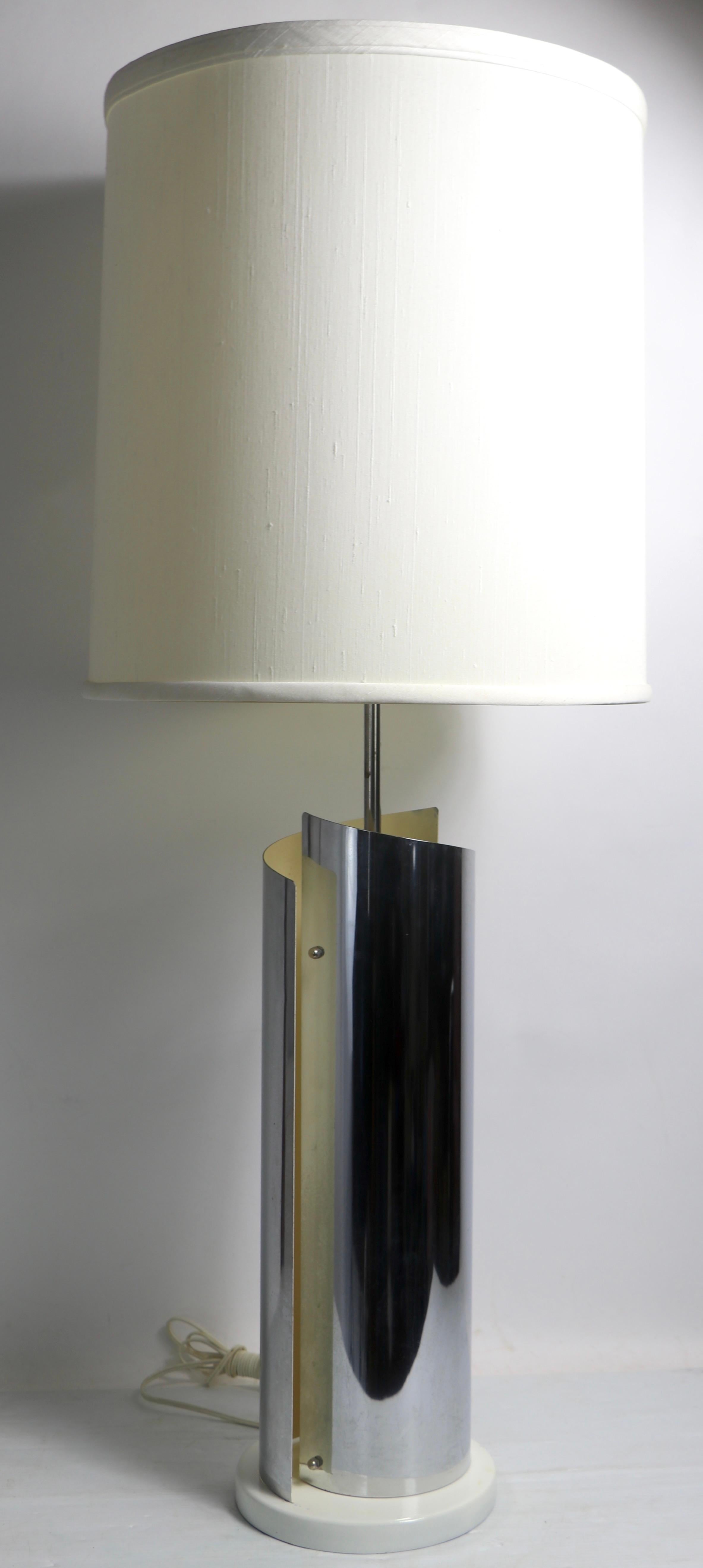 Pr. Sculptural Chrome Modernist Table Lamps For Sale 1