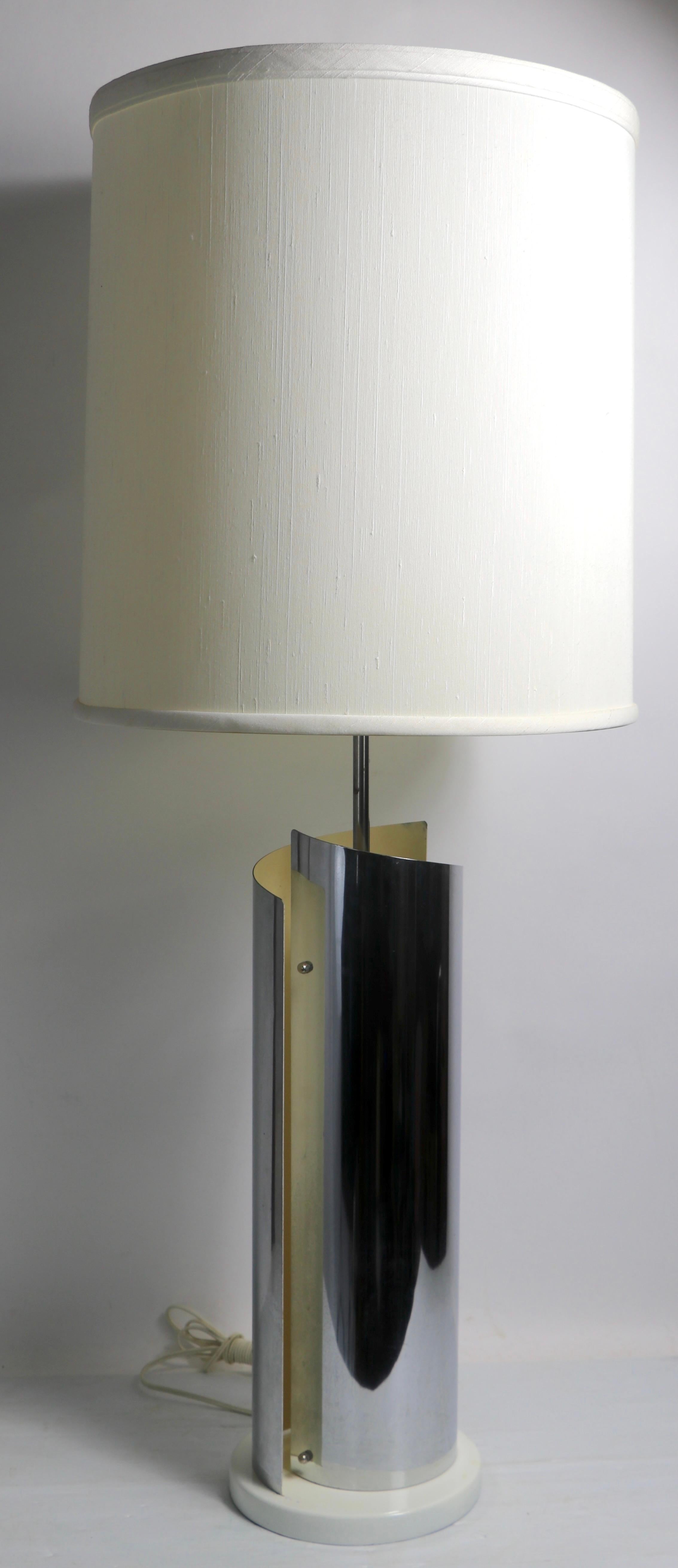 Pr. Sculptural Chrome Modernist Table Lamps For Sale 2