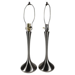 Pr. Space Age Bill Curry For Laurel Table  Lamps in Original Silver Finish H-929